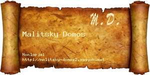 Malitsky Domos névjegykártya